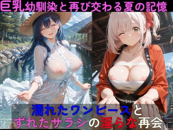 巨乳幼馴染と再び交わる夏の記憶  濡れたワンピースとずれたサラシの淫らな再会【高天原AI】  エロ画像758336